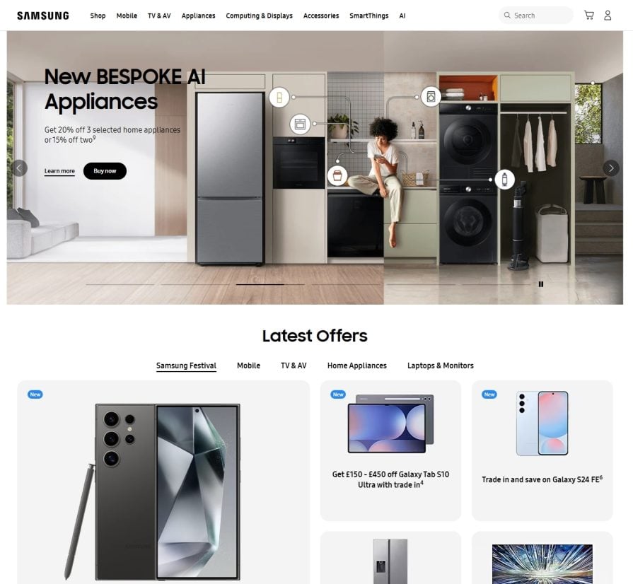 Samsung Example Site Abandonment UX