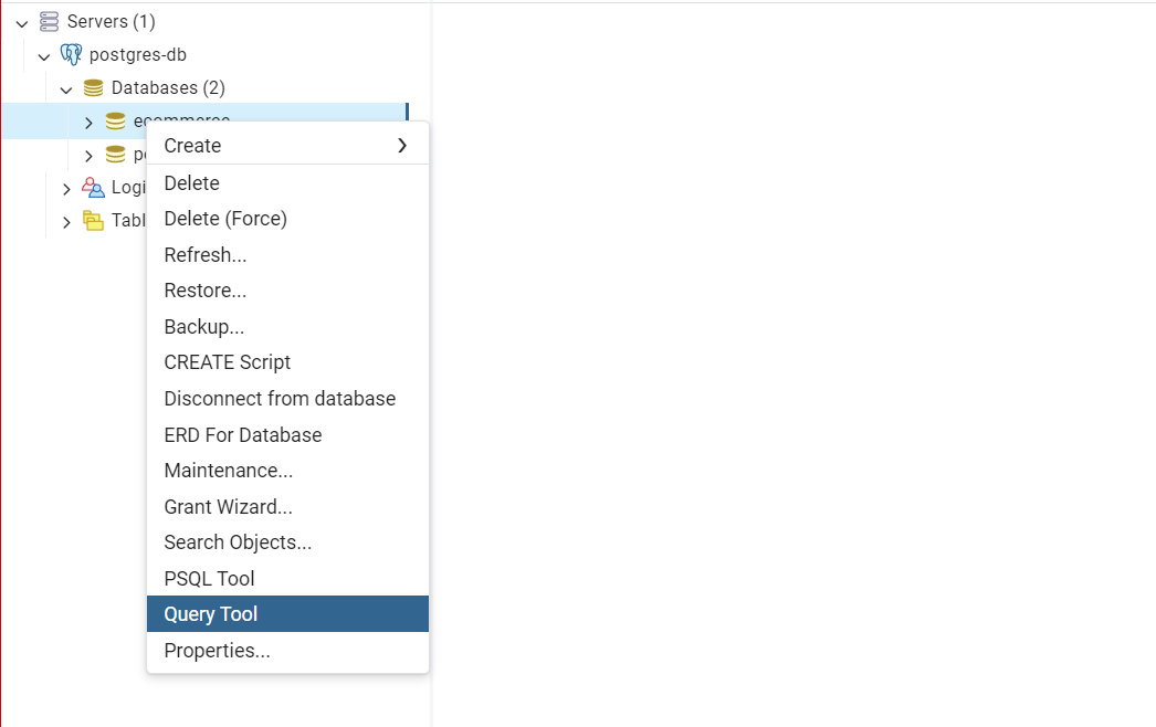 selecting the query tool in chartdb