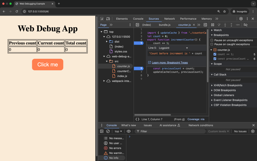 setting logpoint breakpoint