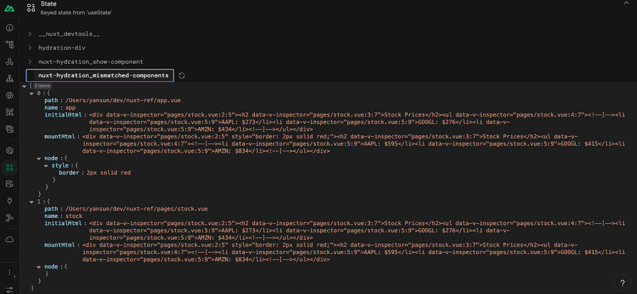 state tab in NuxtDevTools