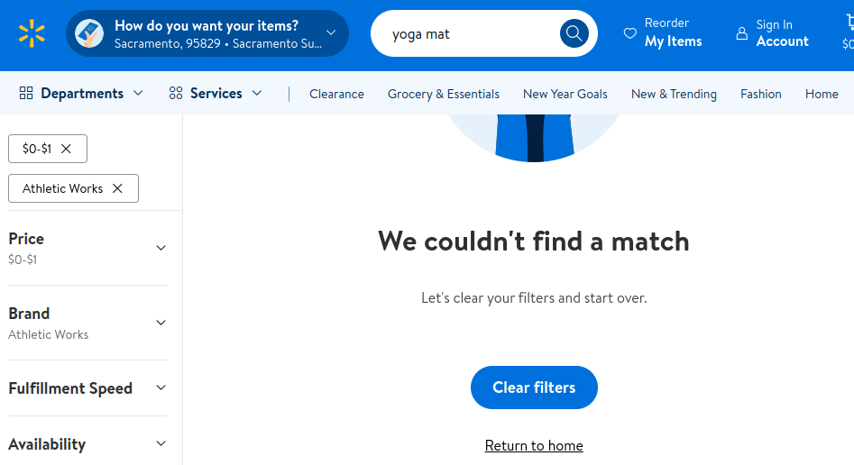 Walmart No Results Found Page