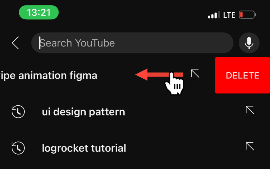 YouTube Swipe-To-Delete