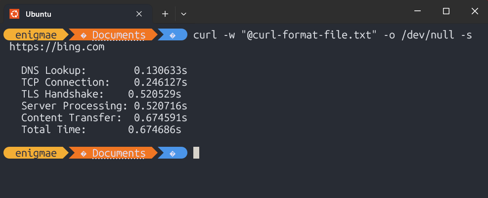 RTT metrics using curl