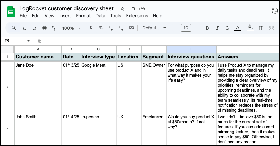 Customer Discovery Template