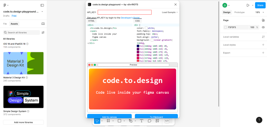 Code.to.design API