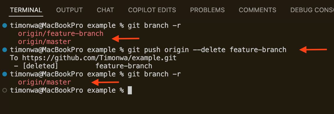 deleting a remote branch in git