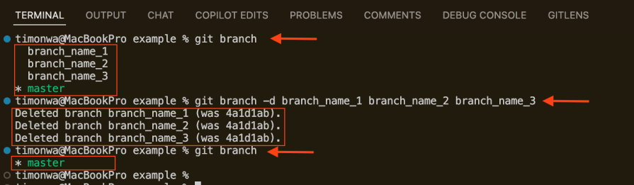 deleting multiple branches in git