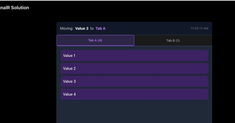 values pass correctly between tabs