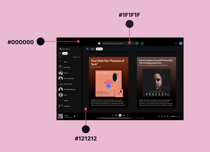 Spotify Dark Mode UI Design Example