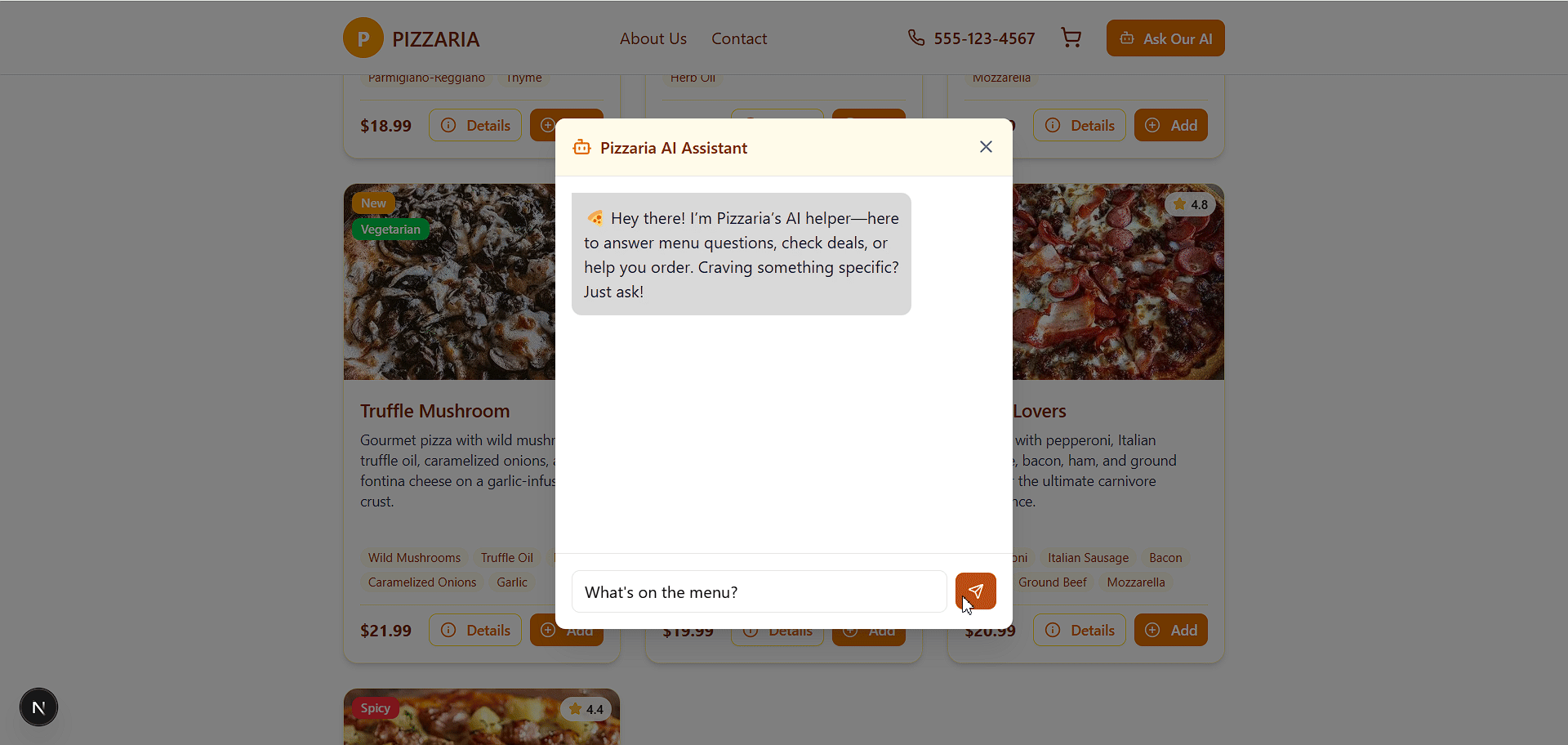 Proper Response From The Pizza AI Agent