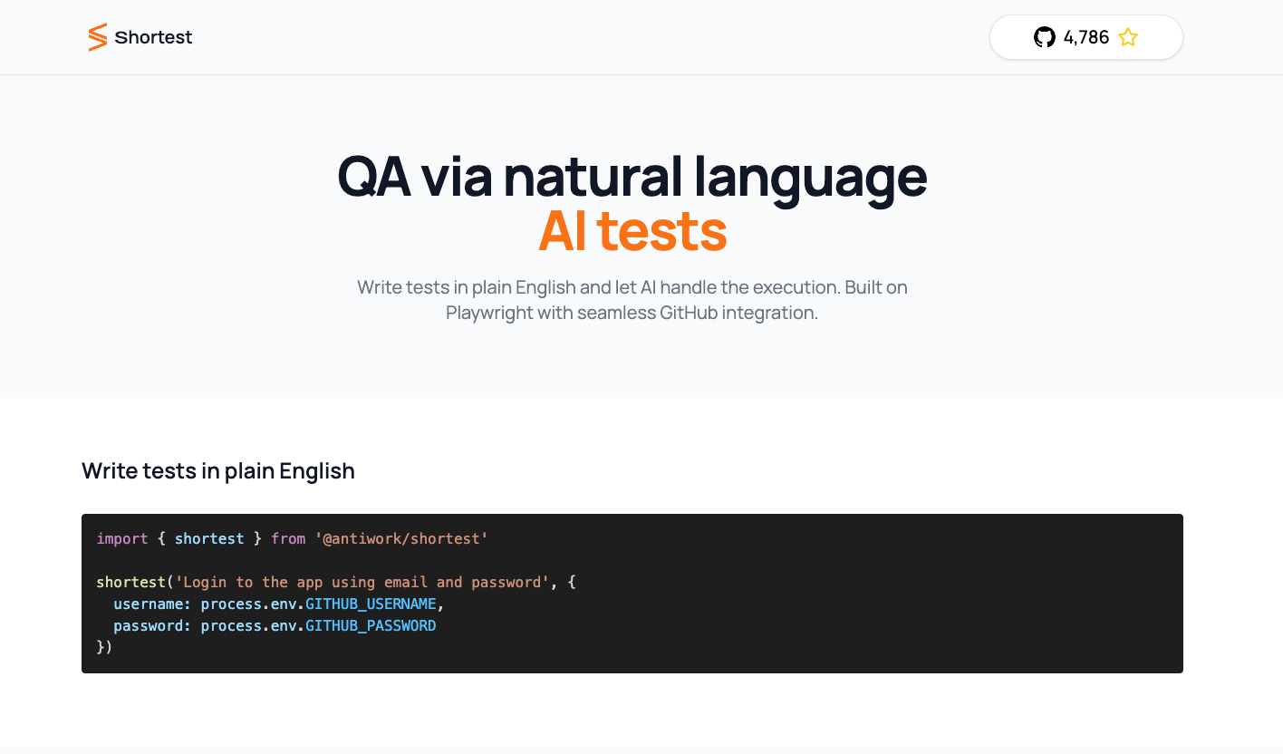 Shortest Testing Framework