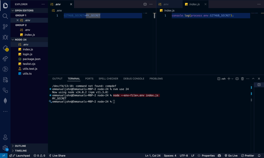 setting env file feature flag to env