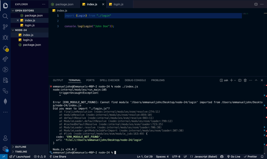 file extension provided using import keyword