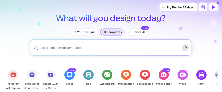 Canva Homepage