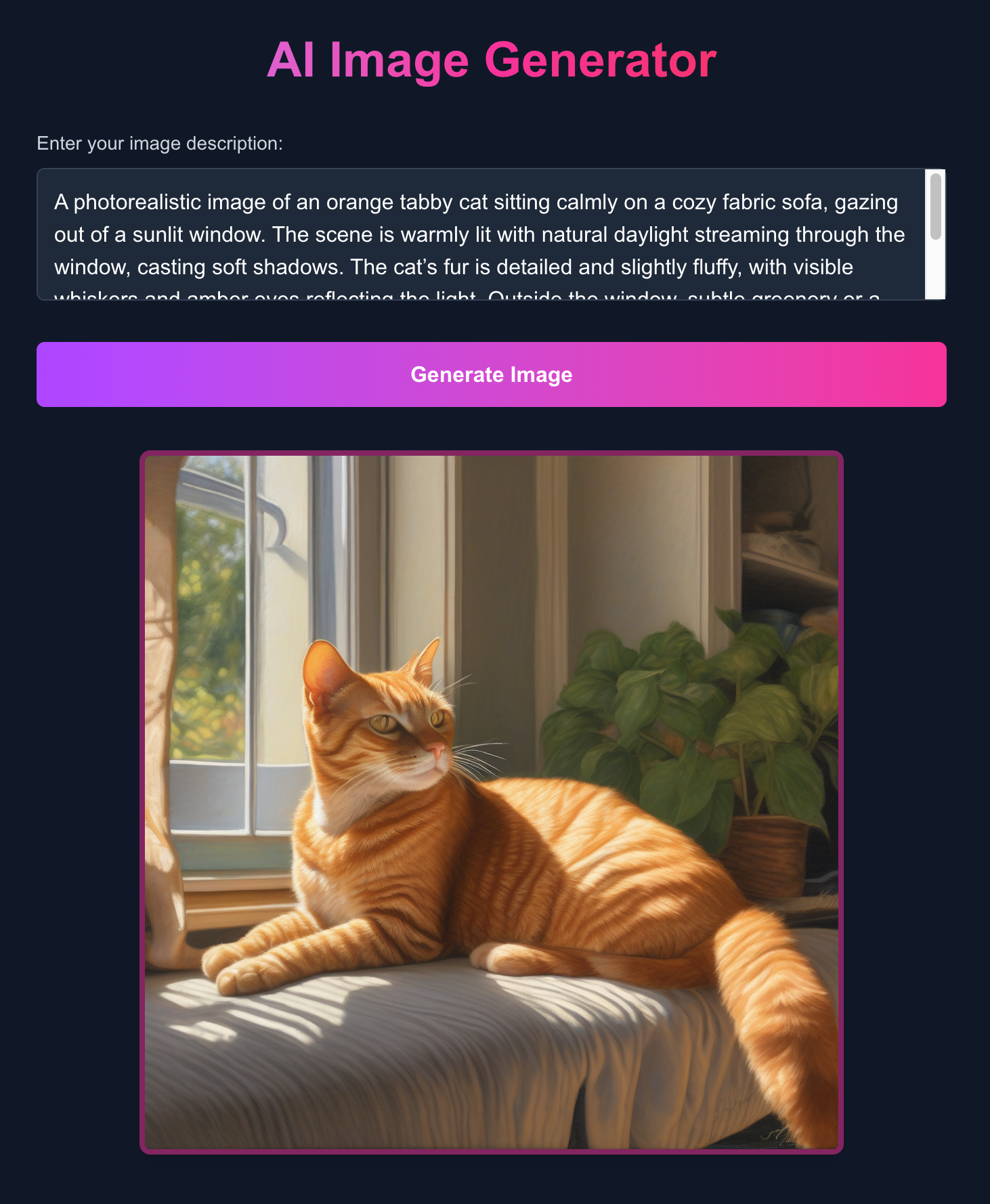 AI Image Generator App Home Screen