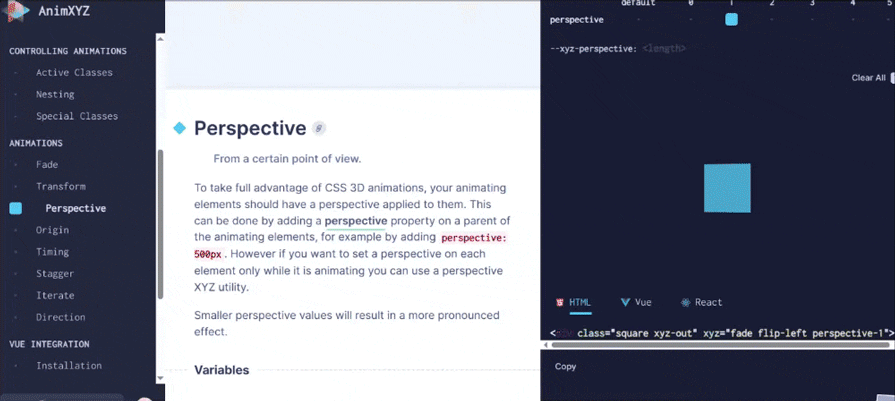 anim xyz homepage documentation