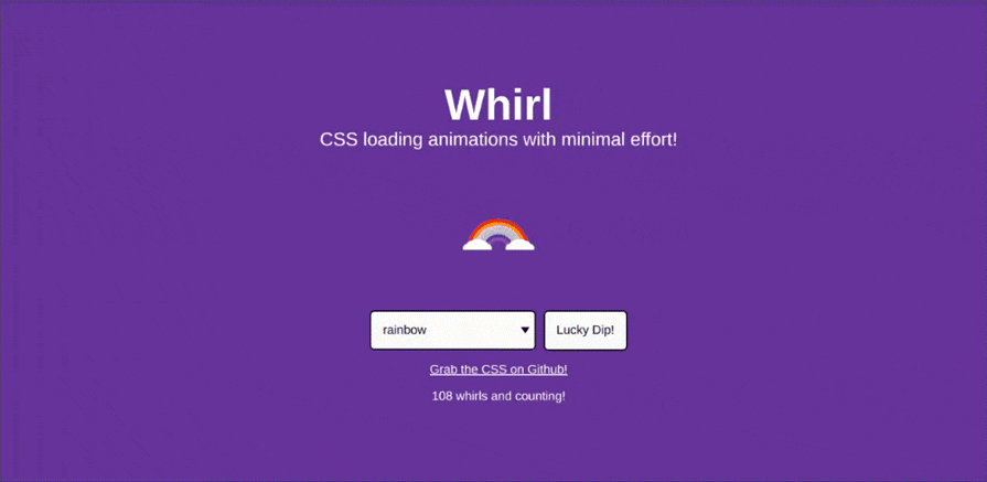 main page of whirl animation library