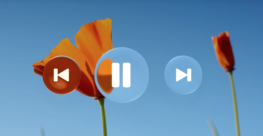 Apple Liquid Glass Effect On Playback Controls Over Video