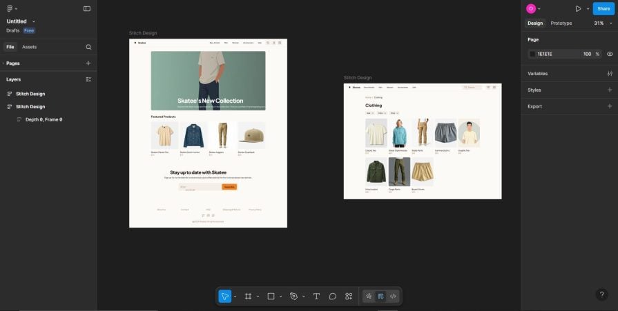 exporting google stitch design to figma