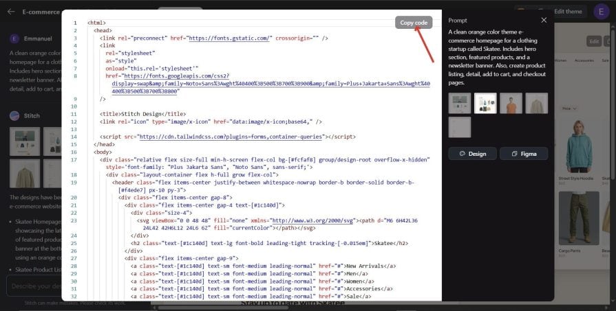 google stitch read only copy editor