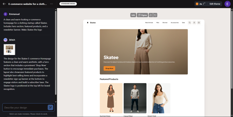 adding skatee logo to google stitch design