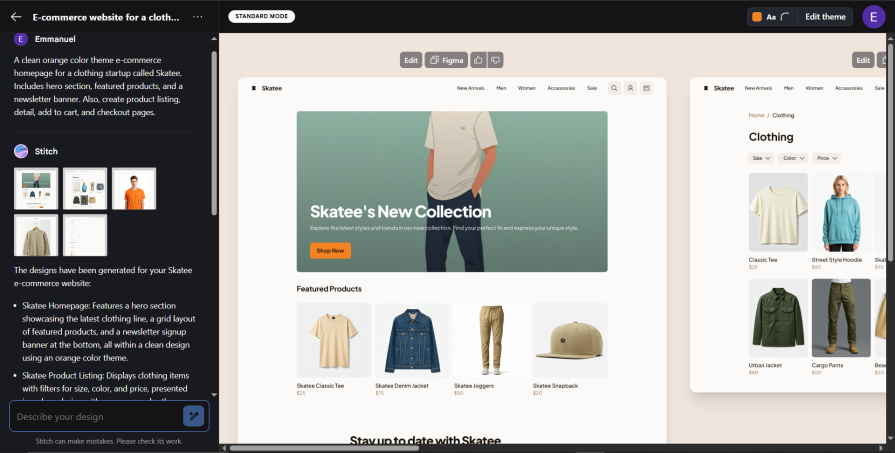 adding the theme to the ecommerce page