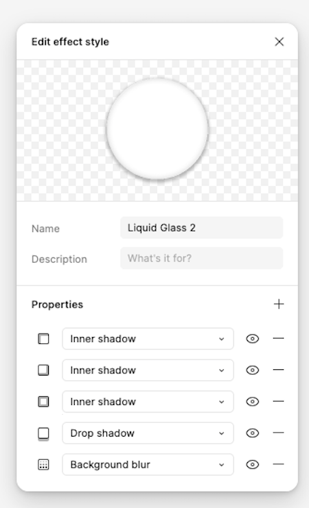 Screenshot Of Settings In Figma Effects Panel To Mimic Lensing Effect