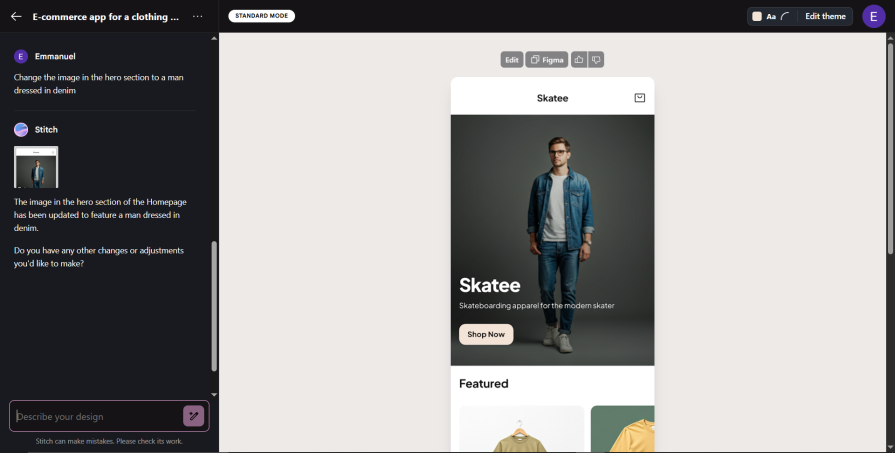 change the image in the hero section to a man dressed in denim