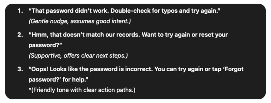 AI Prompt For UX Microcopy