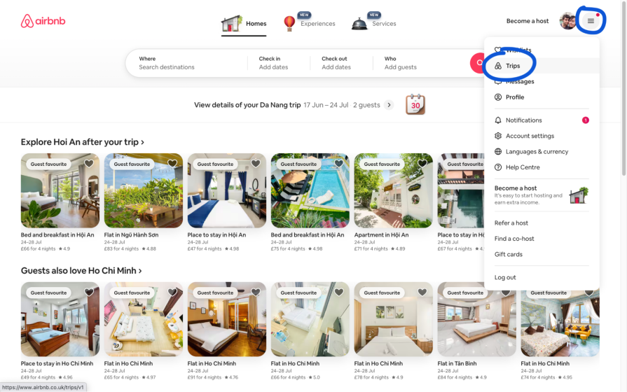 Airbnb Hamburger Menus Example