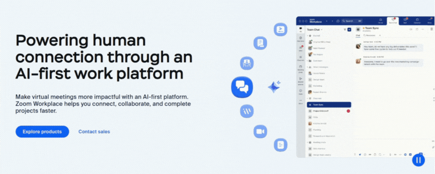 Product Showcase Hero Section Of Zoom