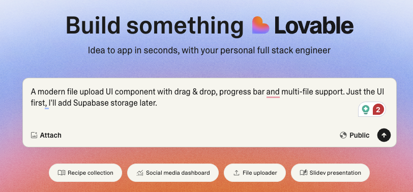 Prompt example Lovable AI