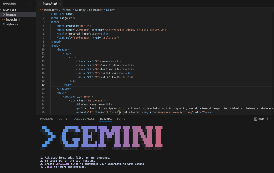 gemini cli homescreen