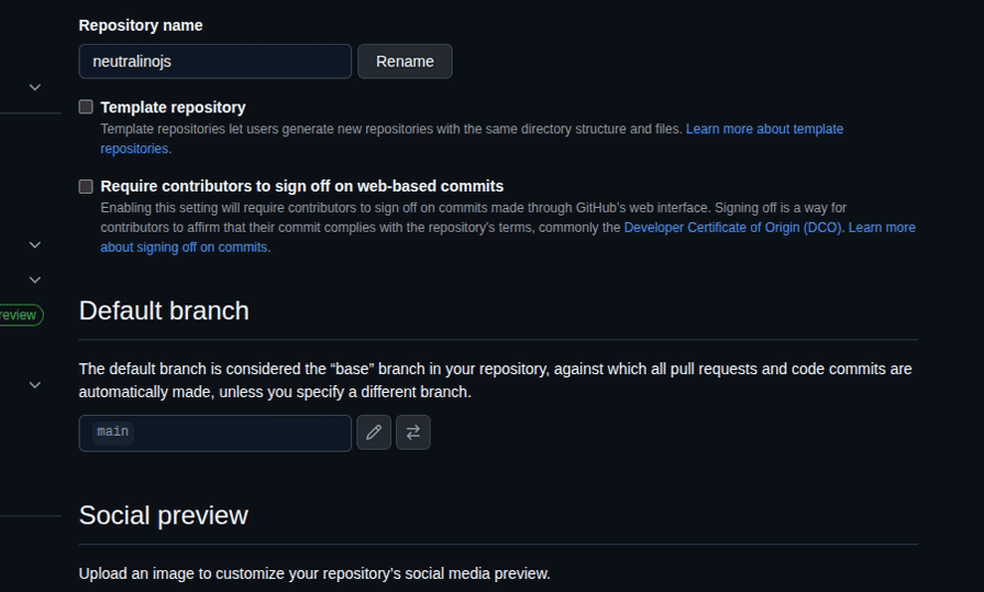 GitHub Repository Settings Page
