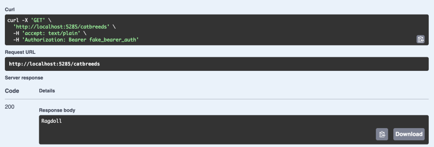 secured API responds appropriately