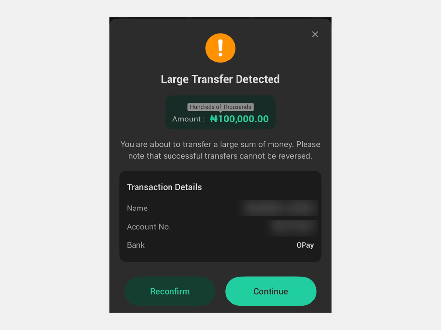 Confirmation Message From OPay