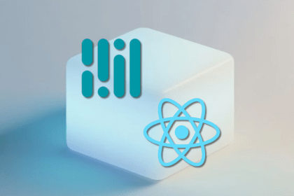 Glowing 3D cube with the MediaPipe and React logos overlaid, symbolizing integration of AI and web development