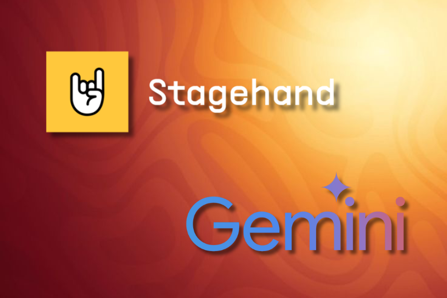 Stagehand and Gemini logos on a gradient background symbolizing AI web automation