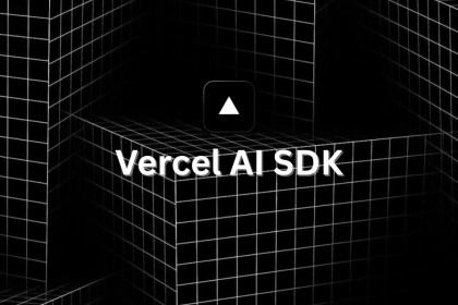 Vercel AI SDK logo on a 3D black grid background