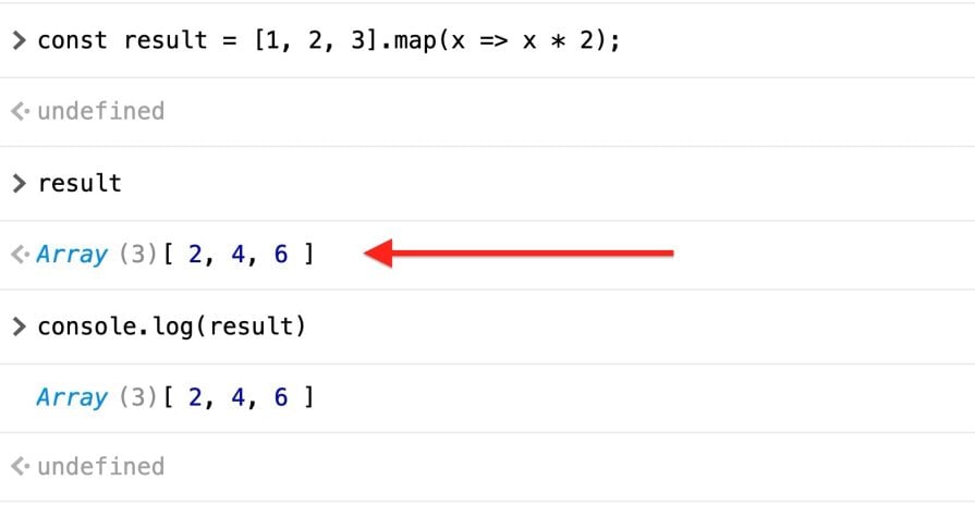 JavaScript .map() returning [2, 4, 6] with arrow pointing to result