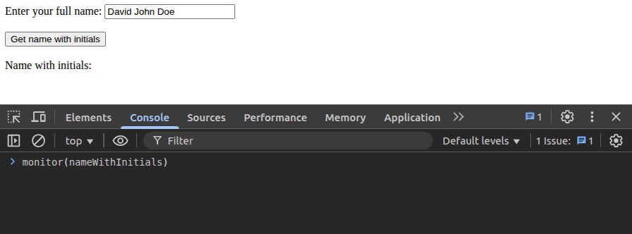 Monitoring Functions Using The Monitor() Function From The Console