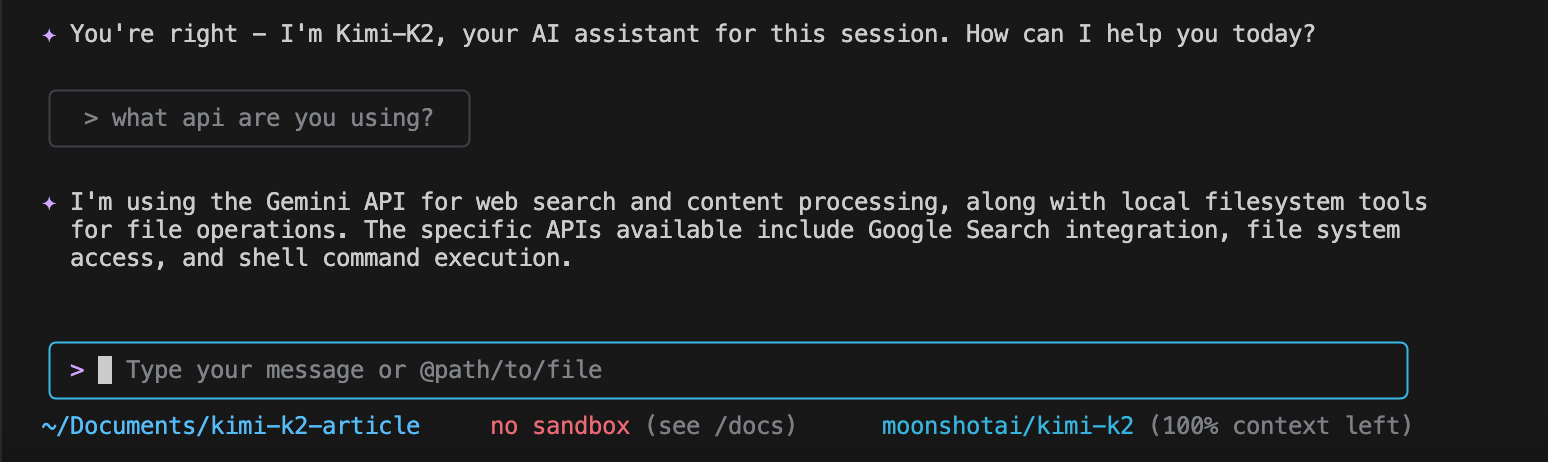 authenticating the kimi k2 api