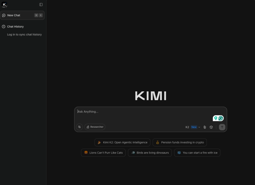 kimi opening page