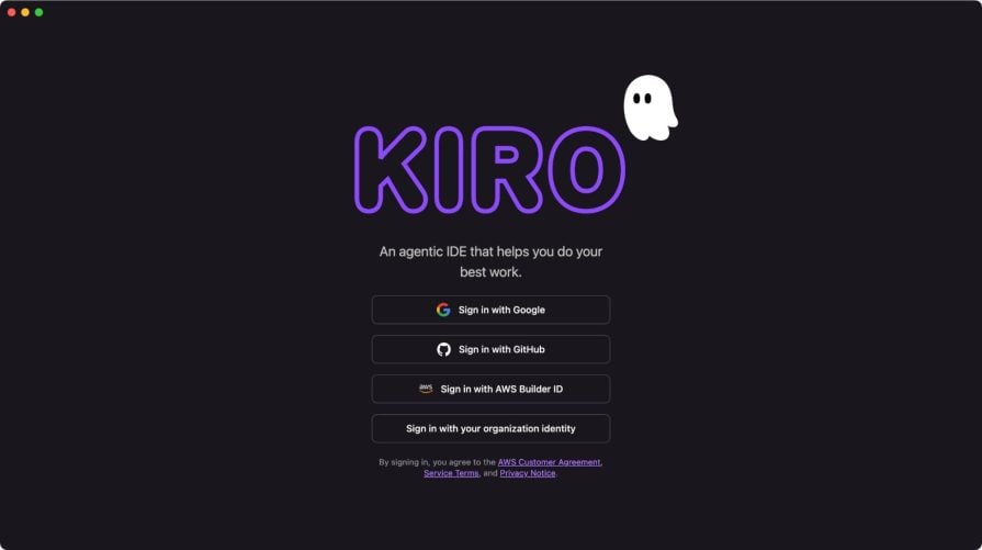 kiro sign on page