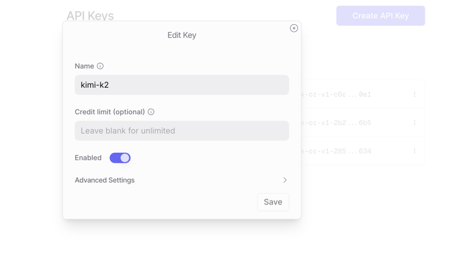 creating the api key