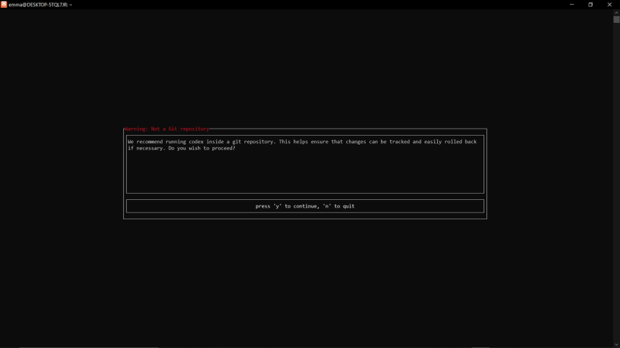 Codex Start Up Window