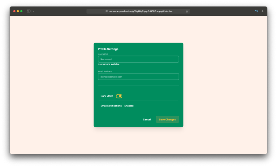 The completed settings panel with the List component and new button styles