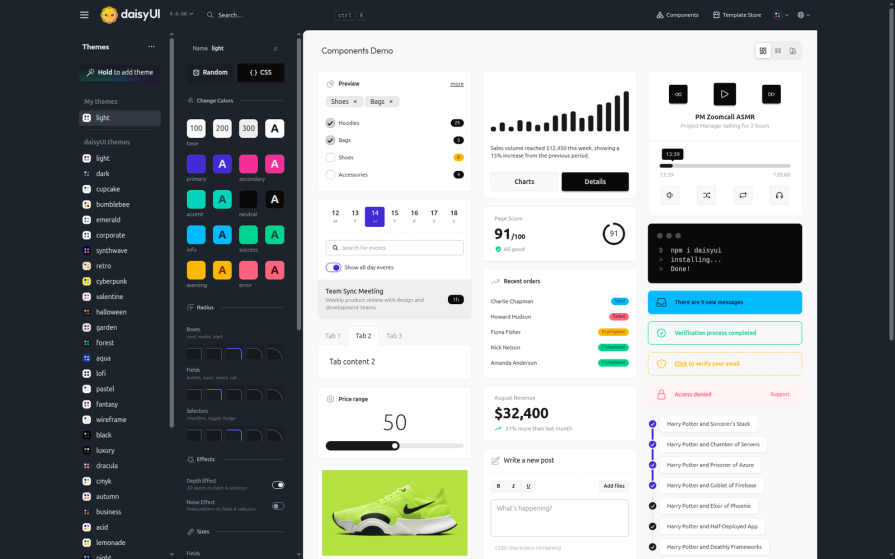 The daisyUI 5 Theme Generator interface