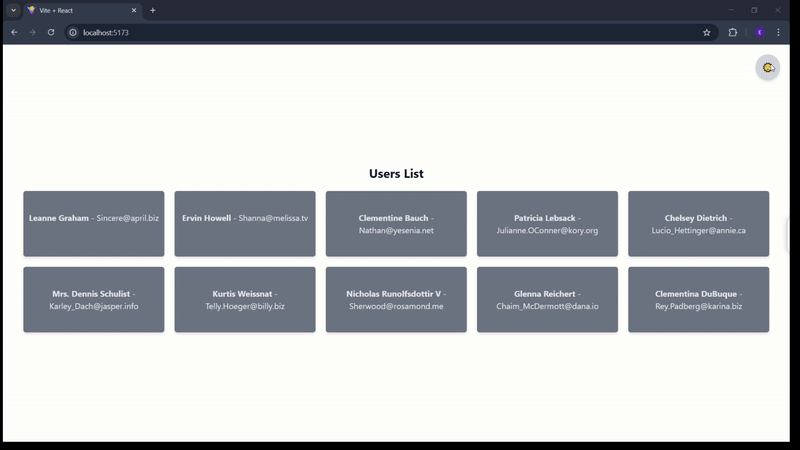 Users List Dark:Light Mode