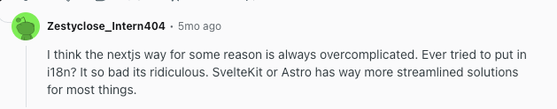 Reddit Comment About The Next.js Developer Experience